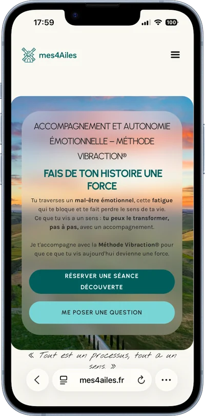Site de mes4Ailes sur mobile