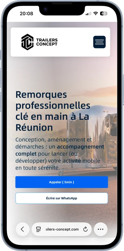 Site de Trailers Concept sur mobile